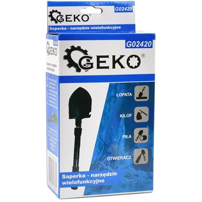 GEKO Opvouwbare multitool schep - 4-in-1 - compact en duurzaam - staal - 41 cm - zwart