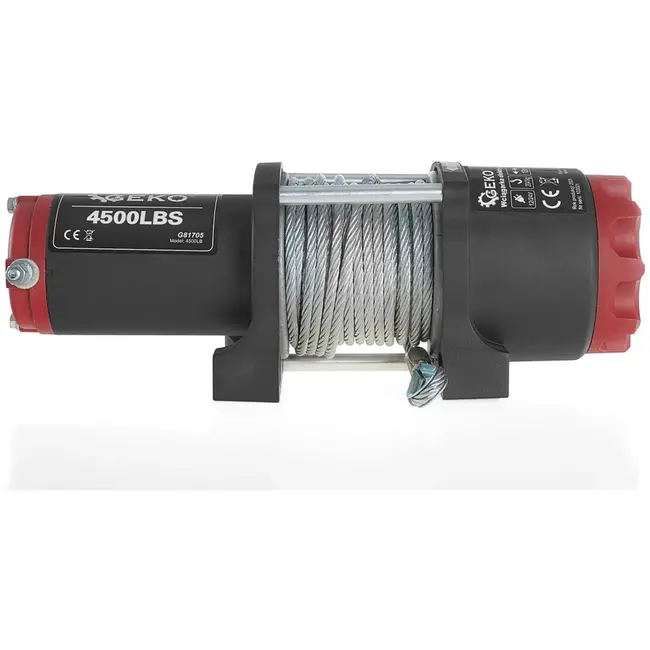 GEKO Elektrische lier - 12V - 2041 kg trekkracht - Offroad geschikt - Stalen kabel 10m