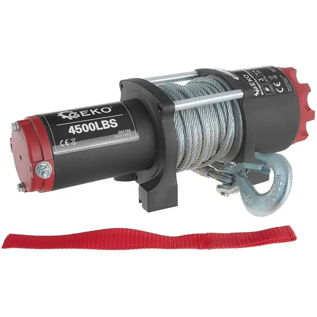 GEKO Elektrische lier - 12V - 2041 kg trekkracht - Offroad geschikt - Stalen kabel 10m