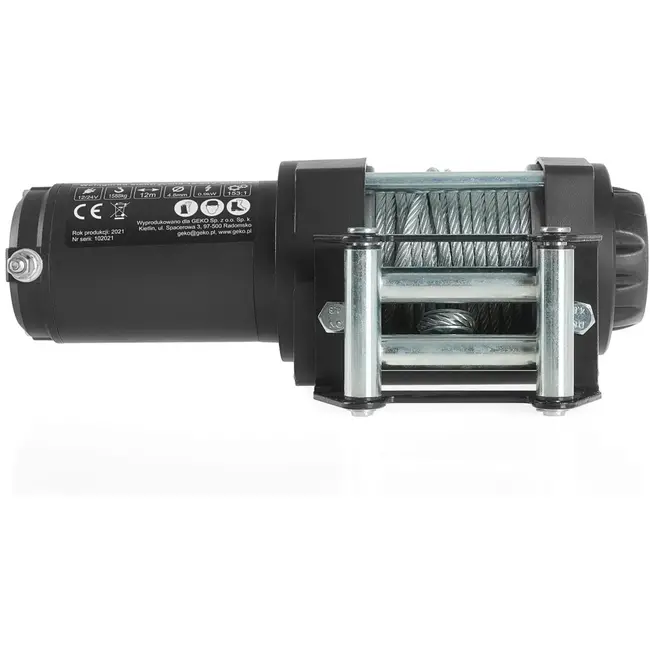 GEKO Elektrische lier - 12V - 1588 kg trekkracht - 12 m staalkabel - Off-road gebruik