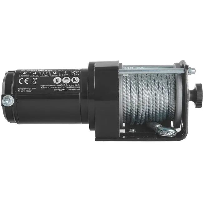 GEKO Elektrische lier - 12V - 1361 kg trekkracht - Stalen kabel 12m - Off-road geschikt