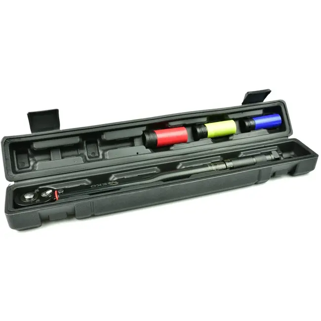 GEKO Dynamometrische sleutelset - 28-210 Nm - CrV staal - Inclusief impactdoppen - Zwart