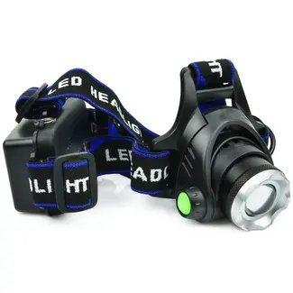 GEKO Hoofdlamp LED - Krachtige Cree XM-L T6 - Zoomfunctie - Drie lichtstanden - Oplaadbaar - Verstelbare band