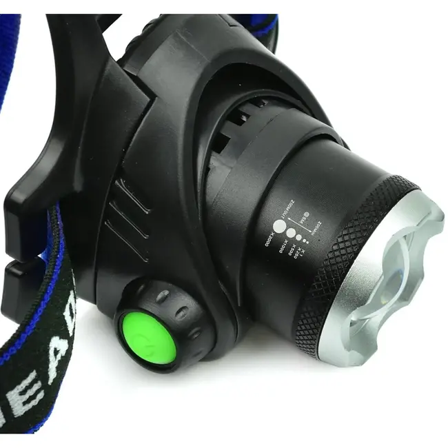 GEKO Hoofdlamp LED - Krachtige Cree XM-L T6 - Zoomfunctie - Drie lichtstanden - Oplaadbaar - Verstelbare band