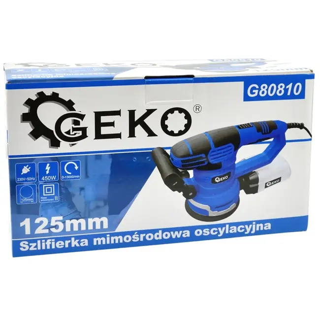 GEKO Rotatieschuurmachine - 125mm - 450W - Stofafzuiging - Antislipgreep