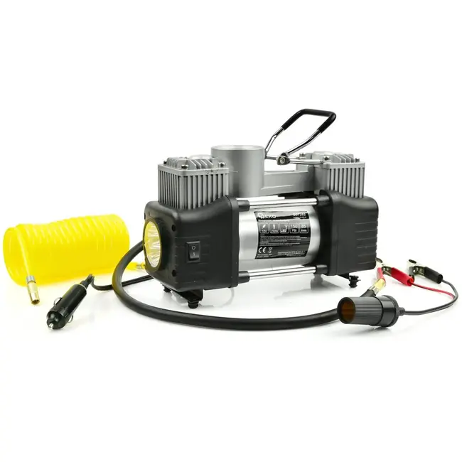 GEKO 12V compressor - dubbele cilinder - ingebouwde zaklamp - 250W - draagbaar ontwerp