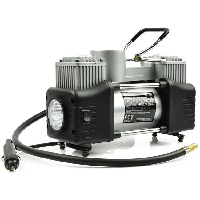 GEKO 12V compressor - dubbele cilinder - ingebouwde zaklamp - 250W - draagbaar ontwerp
