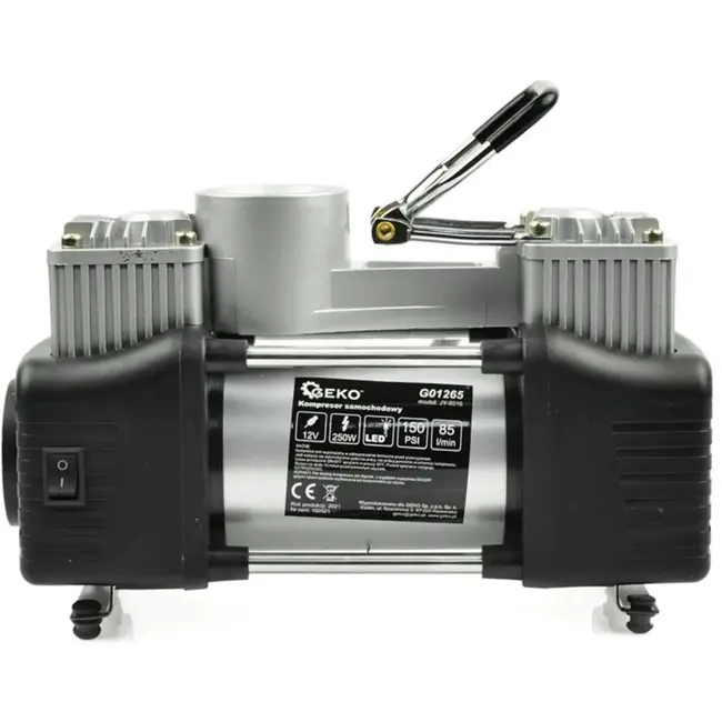 GEKO 12V compressor - dubbele cilinder - ingebouwde zaklamp - 250W - draagbaar ontwerp