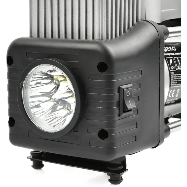 GEKO 12V compressor - dubbele cilinder - ingebouwde zaklamp - 250W - draagbaar ontwerp