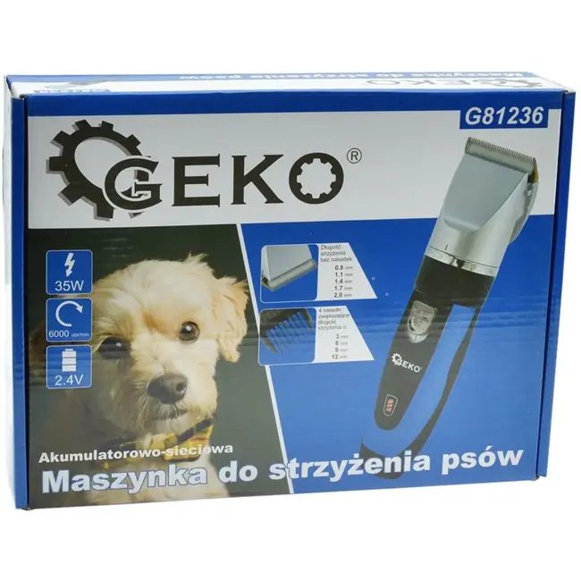 GEKO Draadloze dieren tondeuse - titanium en keramische messen - verstelbare snijlengte - 60 min gebruikstijd