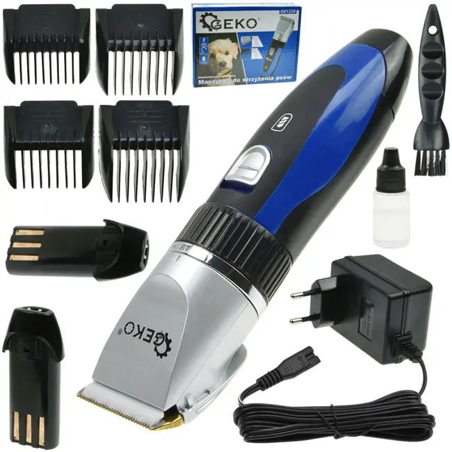 GEKO Draadloze dieren tondeuse - titanium en keramische messen - verstelbare snijlengte - 60 min gebruikstijd