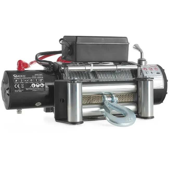 GEKO Elektrische lier - 12V - 5443 kg trekkracht - Automatische rem - 24m staalkabel