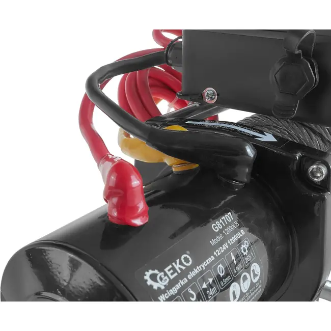 GEKO Elektrische lier - 12V - 5443 kg trekkracht - Automatische rem - 24m staalkabel