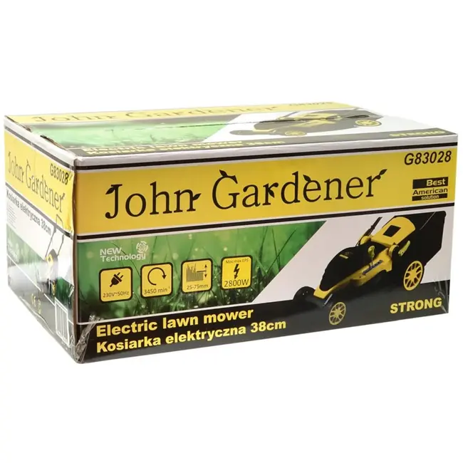 John Gardener Elektrische grasmaaier - 38 cm maaibreedte - 1700W - 5 hoogtestanden - 40L opvangbak