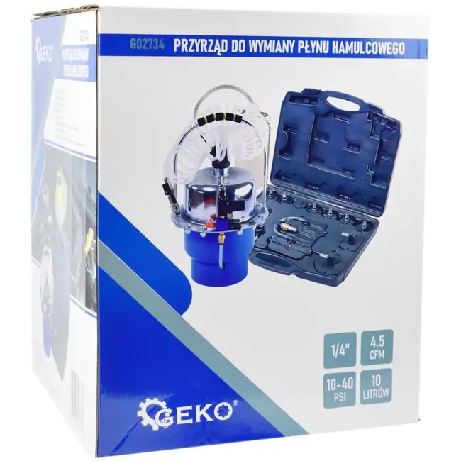 GEKO Remgereedschap - Eenvoudig Onderhoud - Inclusief Adapterset - 10L Tank - 5,4m Slang