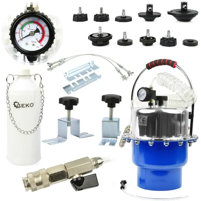 GEKO Remgereedschap - Eenvoudig Onderhoud - Inclusief Adapterset - 10L Tank - 5,4m Slang