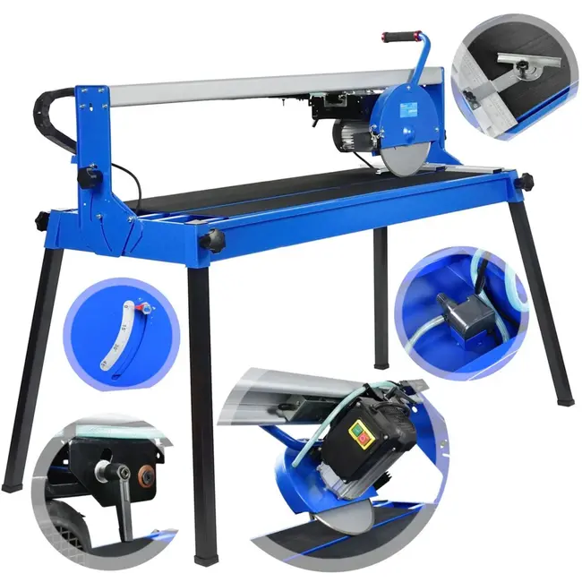 GEKO Tegelsnijder - Inductiemotor 1200W - Nat en droog snijden - 1020mm snijlengte - 250mm diamantblad