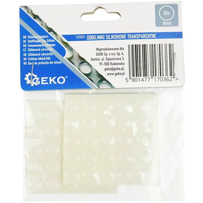 GEKO Siliconen stootdoppen - zelfklevend - geluiddempend - transparant - 8 mm - 50 stuks