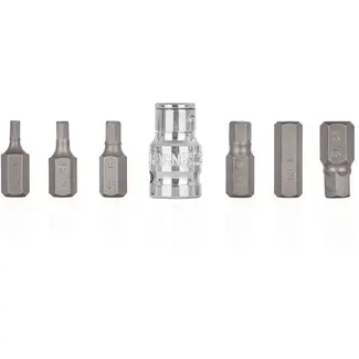 GEKO 7-delige HEX bitset - H4-H12 - S2 staal - Inclusief 10mm adapter - 30mm lengte