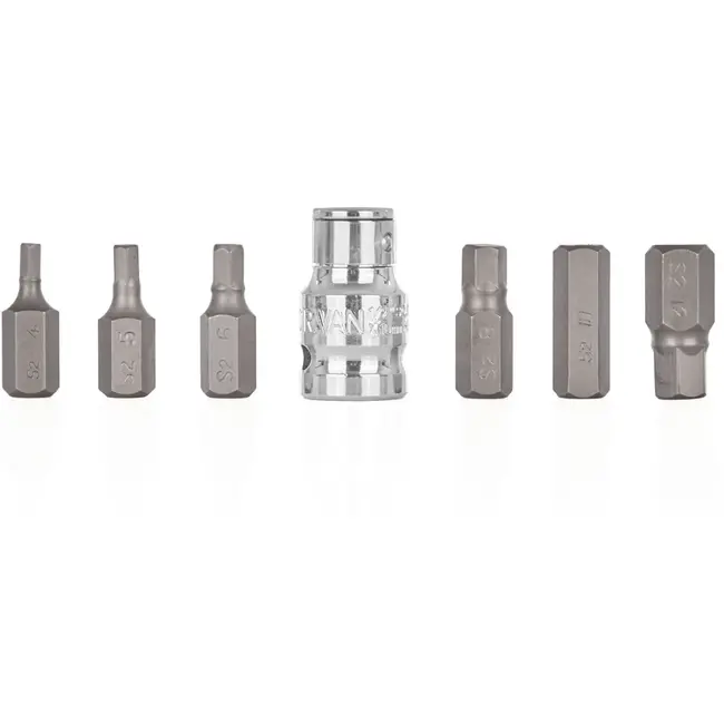 GEKO 7-delige HEX bitset - H4-H12 - S2 staal - Inclusief 10mm adapter - 30mm lengte