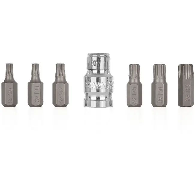 GEKO Torx bitset - 7-delig - S2 staal - T25-T55 - Inclusief adapter