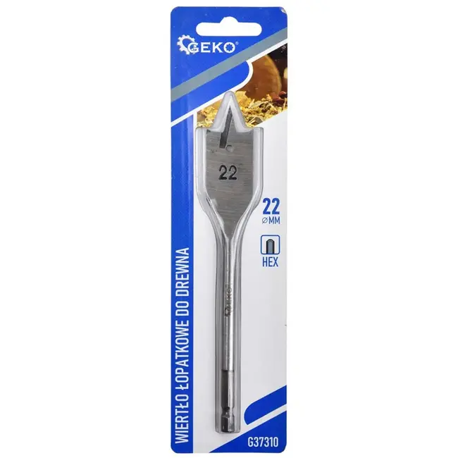 GEKO Spadeboor hout - 22mm - Hex schacht - Koolstofstaal - 152mm lang