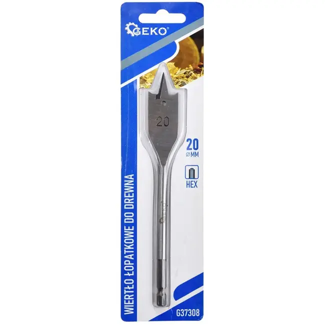 GEKO Spadeboor hout - 20mm - Hex schacht - 152mm lengte - Precisiepunt