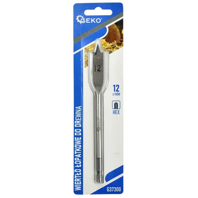GEKO Spadeboor hout - 12mm - Hex schacht - 152mm lang - Precisiepunt