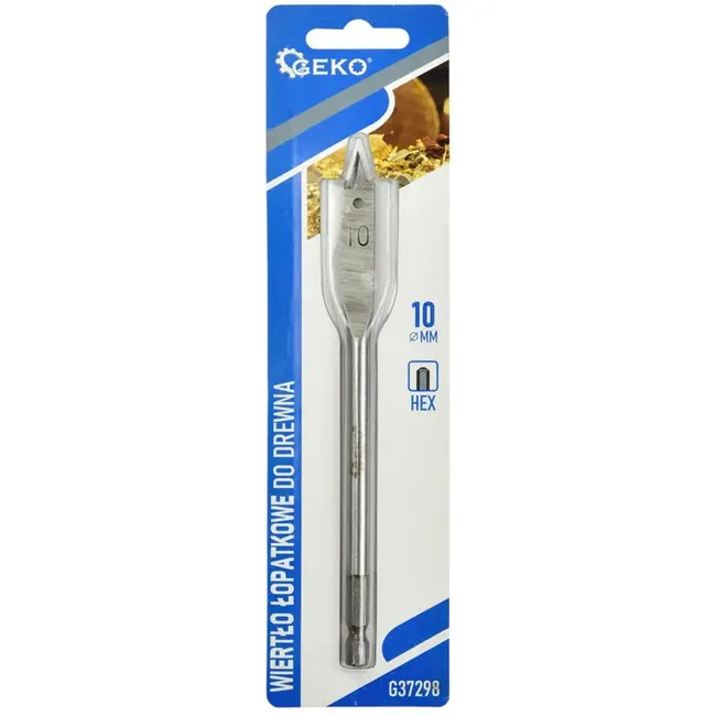 GEKO Spadeboor hout - 10mm diameter - 152mm lengte - Hex schacht - Precisiepunt