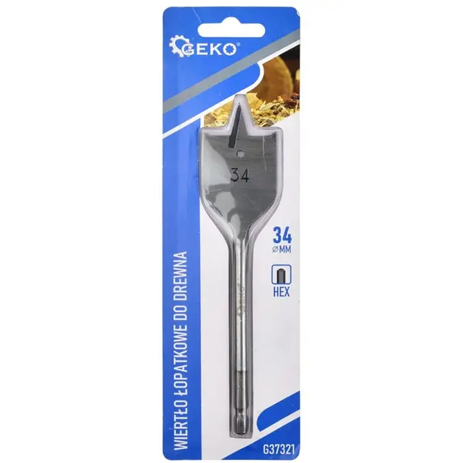 GEKO Spadeboor hout - 34mm diameter - 152mm lengte - Hex schacht