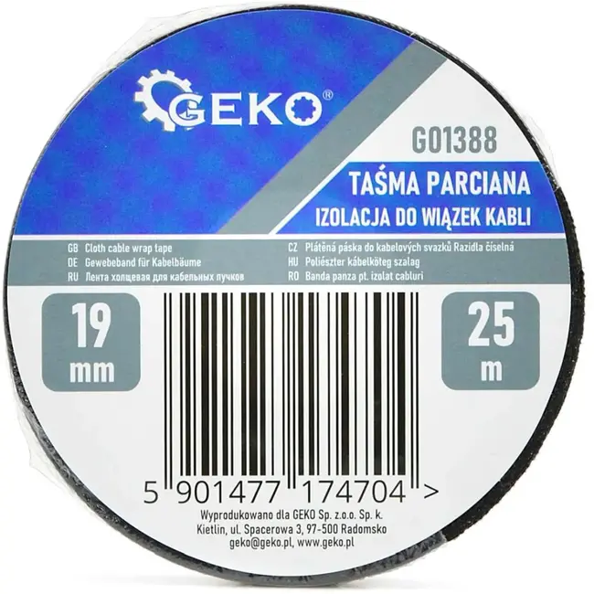 GEKO Stoffen isolatietape - Flexibel - Geluidsdempend - Slijtvast - 19mm x 25m