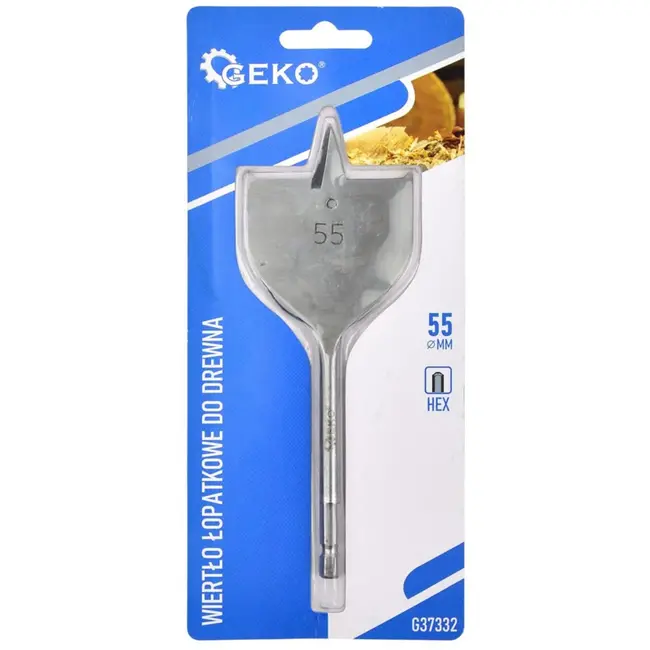 GEKO Spadeboor hout - 55mm - Hex schacht - Precisie snijden - 152mm lengte
