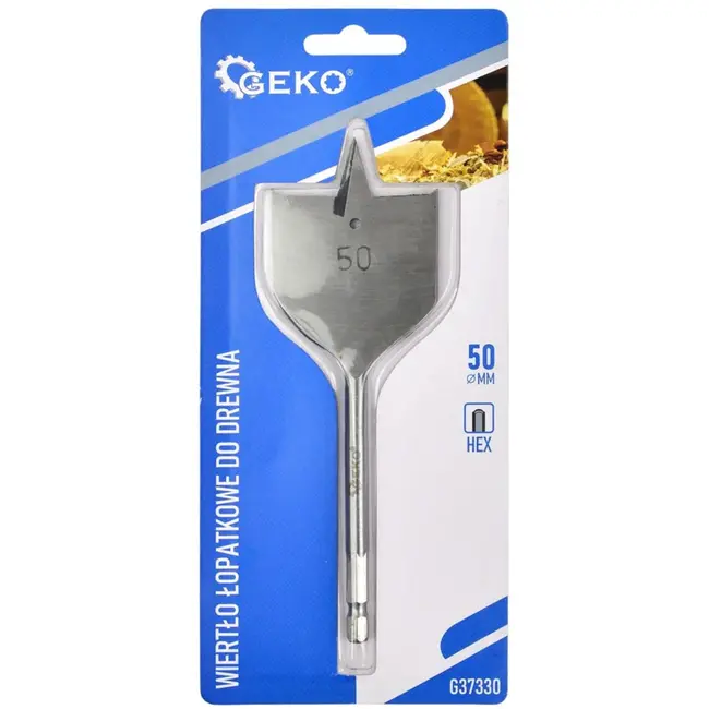 GEKO Spadeboor hout - 50mm diameter - 152mm lengte - Hex schacht - Precisiepunt