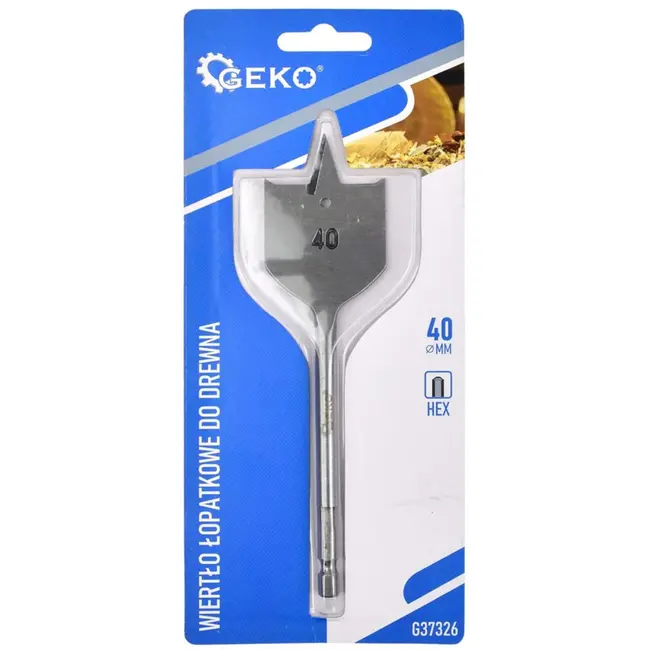 GEKO Spadeboor hout - 40mm diameter - 152mm lengte - Hex schacht - Precisiepunt