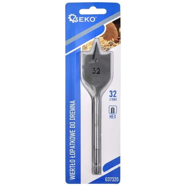 GEKO Spadeboor hout - 32mm diameter - 152mm lengte - Hex schacht - Precisiepunt