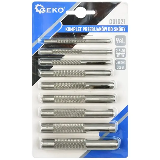 GEKO Lederponsenset - 9-delig - Koolstofstaal - 2,5-10 mm - Geschikt voor leer en rubber