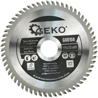 GEKO Cirkelzaagblad hout - 125 mm - 60 tanden - 22 mm asgat