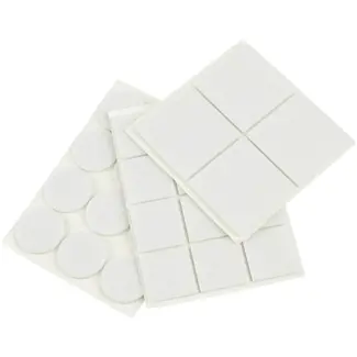 GEKO Ronde en vierkante zelfklevende viltjes - geluidsdempend en krasbescherming - wit - 28 stuks