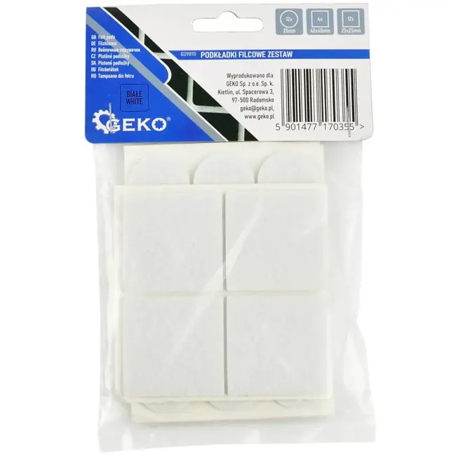 GEKO Ronde en vierkante zelfklevende viltjes - geluidsdempend en krasbescherming - wit - 28 stuks