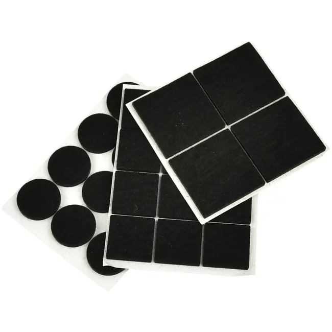 GEKO Ronde en vierkante zelfklevende viltjes - geluidsdempend - vloerbescherming - zwart - 28 stuks