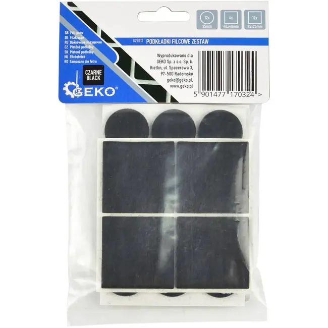 GEKO Ronde en vierkante zelfklevende viltjes - geluidsdempend - vloerbescherming - zwart - 28 stuks