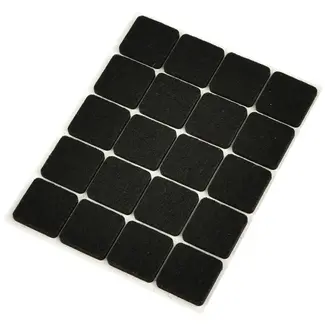 GEKO Zelfklevende viltjes - Geluiddempend en krasbescherming - 20x20 mm - Zwart - 20 stuks