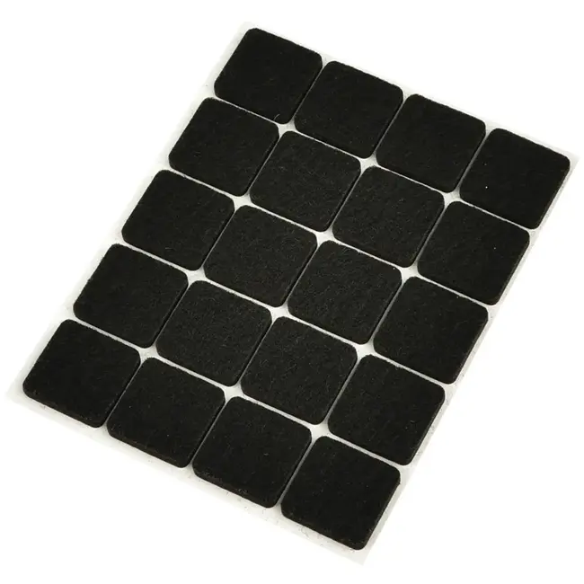 GEKO Zelfklevende viltjes - Geluiddempend en krasbescherming - 20x20 mm - Zwart - 20 stuks