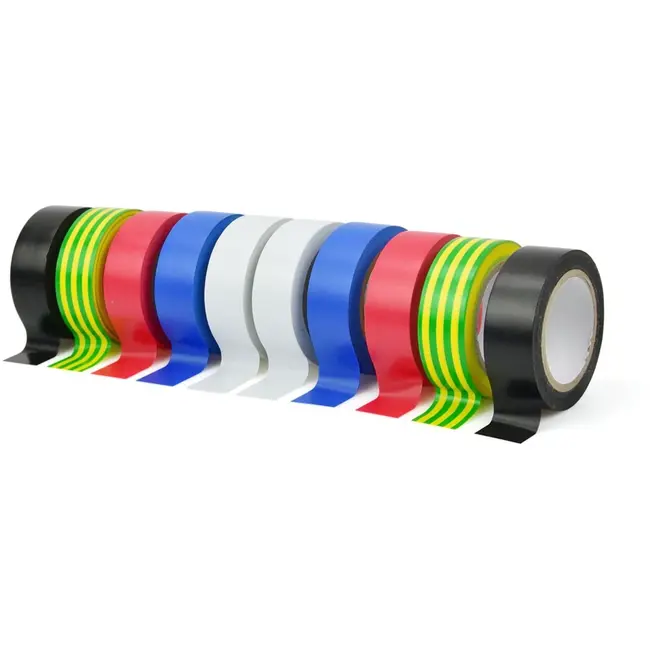 GEKO Set van 10 isolatietapes - 5 kleuren - 19mm breed - Flexibel en sterk