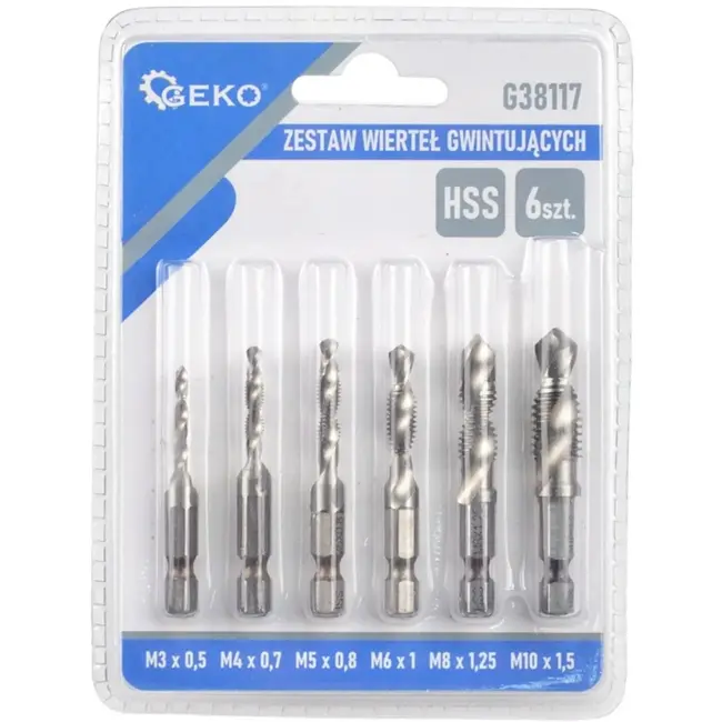 GEKO HSS tappen en boren set - M3-M10 - 6-delig - Snelle staalbewerking