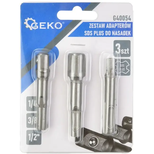 GEKO SDS-Plus adapters - CrV staal - 3-delige set - Geschikt voor diverse dopmaten