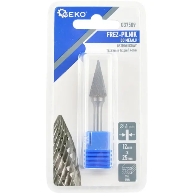 GEKO Conische frees - Tungsten carbide - 12x25mm - Slijtvast en hard