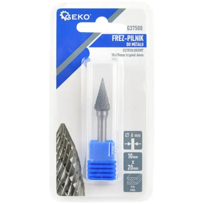 GEKO Conische frees - Tungsten carbide - Slijtvast - 10x20 mm - 6 mm schacht