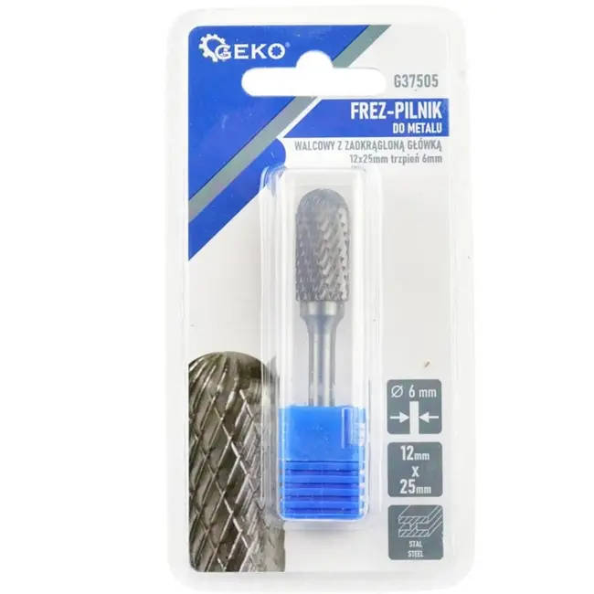 GEKO Cilindrische freeskop - afgeronde kop - wolfraamcarbide - 12x25 mm - slijtvast