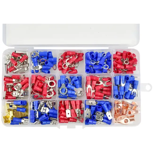GEKO Set geïsoleerde kabelconnectoren - 300 stuks - Koper en PVC - Rood en Blauw